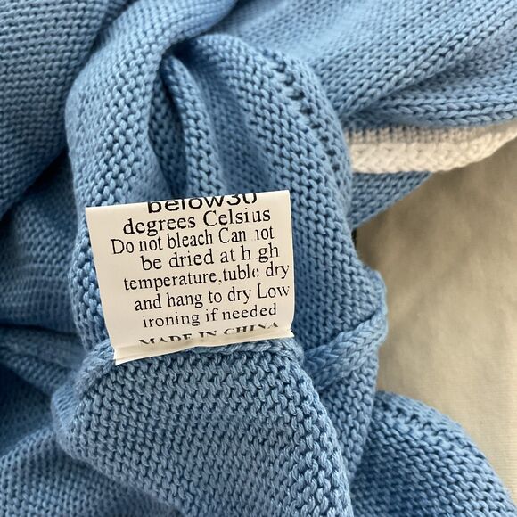 Etcyy Medium Blue White Knit Sweater Vest Top - Picture 5 of 6